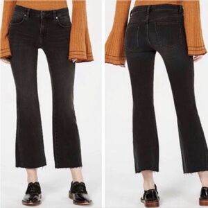 Free People Black Rita Crop Frayed Flare Jeans Size 31